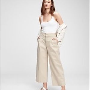 High Rise Wide-Leg Khaki Pants With Washwell